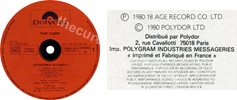 Seventeen seconds (issued 1980). "POL 350" and "Imp. PolyGram Industries Messageries" on back. Black inner ring. Square box on label reads "Fabriqué en France". - Thanks to jchristophem