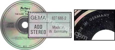 Pornography (issued 1986). Silver ring. "Made in W. Germany" on disc. Matrix reads "MADE IN GERMANY  827 688-2 02 %". - Thanks to rafacure.