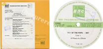 V.A. - Top of the Pops - 887 (issued 1981). Includes "Charlotte sometimes". BBC Transcription Services with original green label with cue sheet. - Thanks to john77.