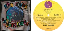 The lovecats (issued 1983). Orange-yellow label. Violet logo with "Sire" on its right. - Thanks to yugung.