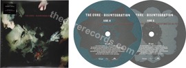 Disintegration (issued 2016). Front sticker reads "Remastered by Robert Smith / 180 gram vinyl / Contains a download voucher / CURECAT001". Gatefold sleeve.
